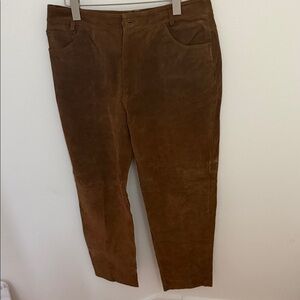 bagatelle Brown Suede Straight-Leg Pants